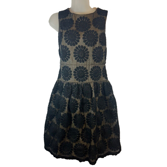 Leifsdottir Anthro Black Floral Lace Sleeveless Cocktail Dress Sz 2 Lined C16 - Picture 1 of 8